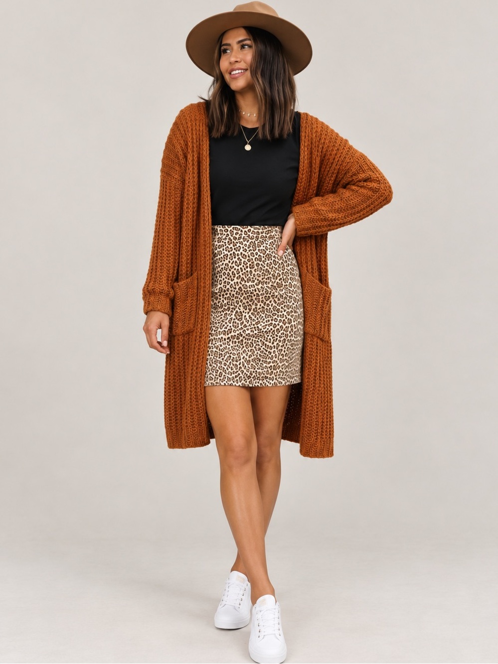 90’s Vintage Leopard Print Ultra Suede High Waist Pencil Skirt Size 12